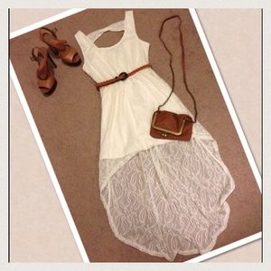 Cream colored high low dress NWOT